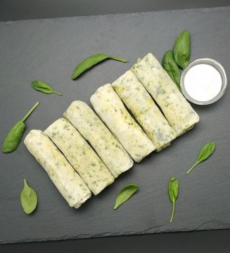 Блинчики шпинатные с крем сыром